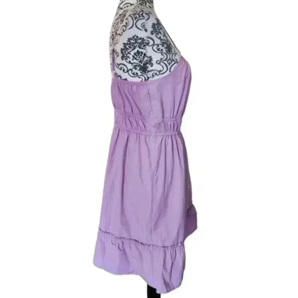 WILD Skye Woven Ruffle Dress  Lilac Purple Cotton Poplin Women's size Medium - Picture 5 of 13